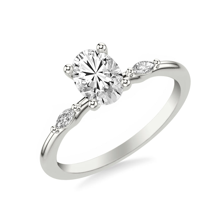 Contemporary Engagement Ring with Marquise Accent Diamonds.  Center Stone is not included.