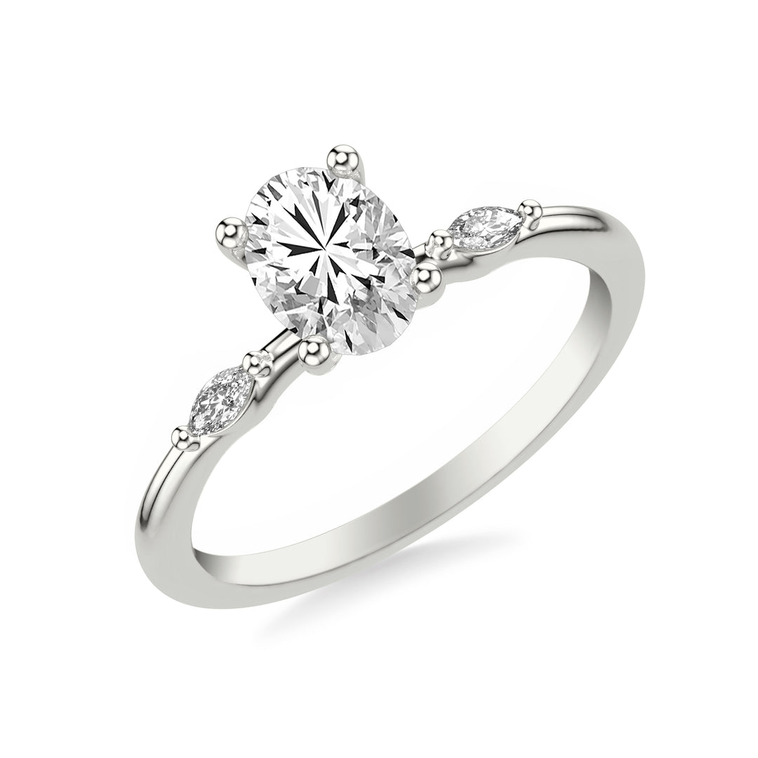 Contemporary Engagement Ring with Marquise Accent Diamonds