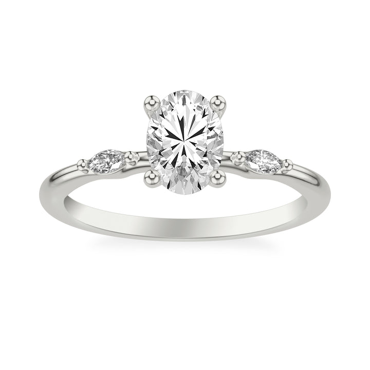 Contemporary Engagement Ring with Marquise Accent Diamonds.  Center Stone is not included.