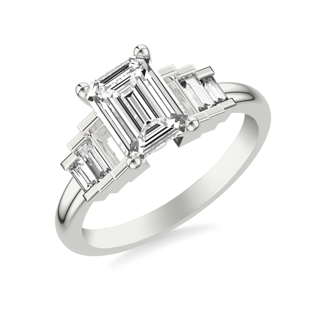 Diamond Engagement Ring with Diamond Baguette Sides