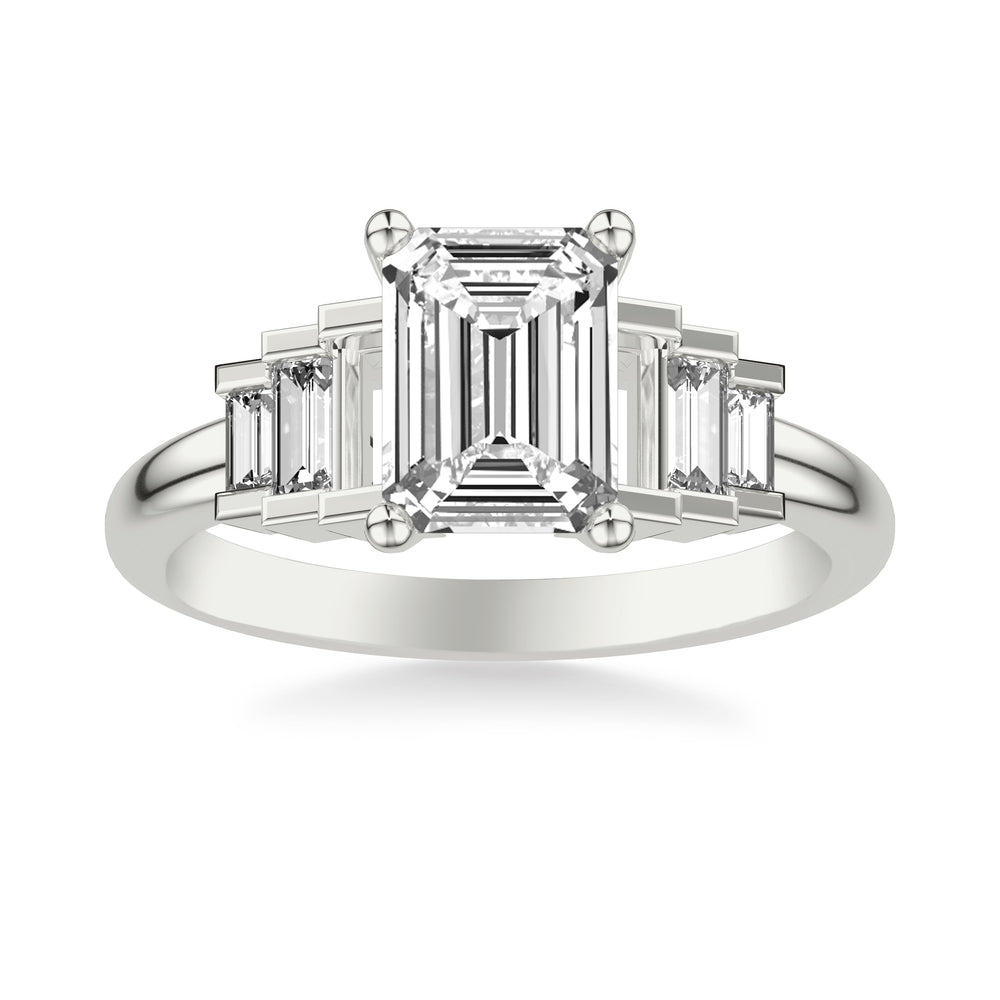 Diamond Engagement Ring with Diamond Baguette Sides