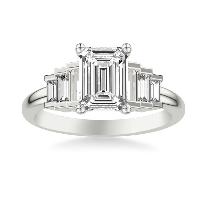 Diamond Engagement Ring with Diamond Baguette Sides