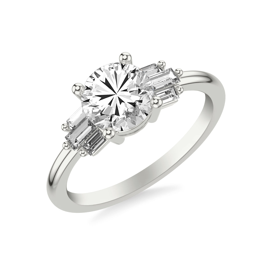 Contemporary Engagement Ring Setting with Diamond Baguettes