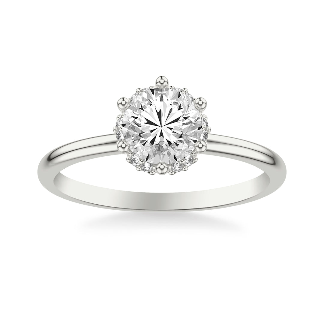 Classic Engagement Ring Setting with Elegant Recessed Diamond Halo .  Center Stone is not included.