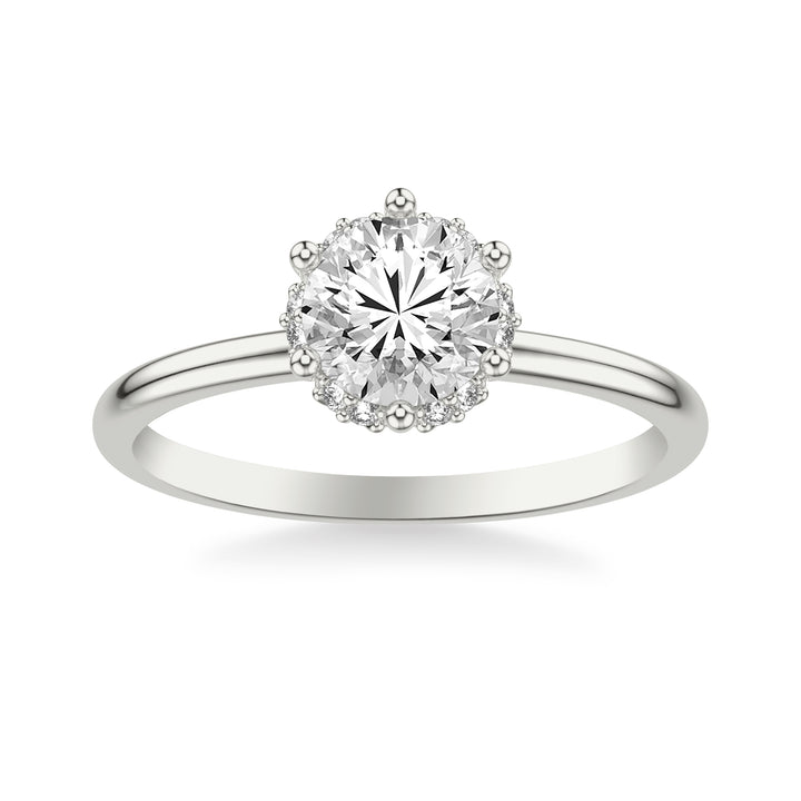 Classic Engagement Ring Setting with Elegant Recessed Diamond Halo .  Center Stone is not included.
