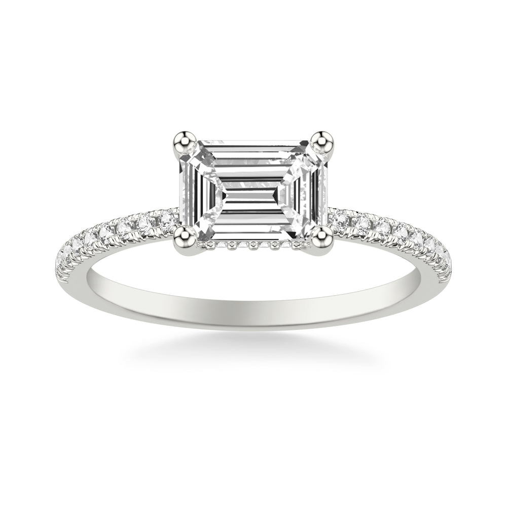 Classic East West Setting Engagement Ring and Hidden Diamond Halo with Diamond Shank