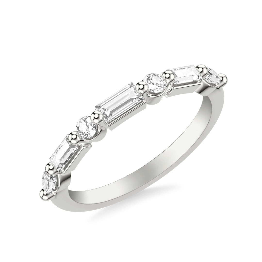 Contemporary Wedding Band with Mixed Fancy Round and Baguette and Marquise Diamonds