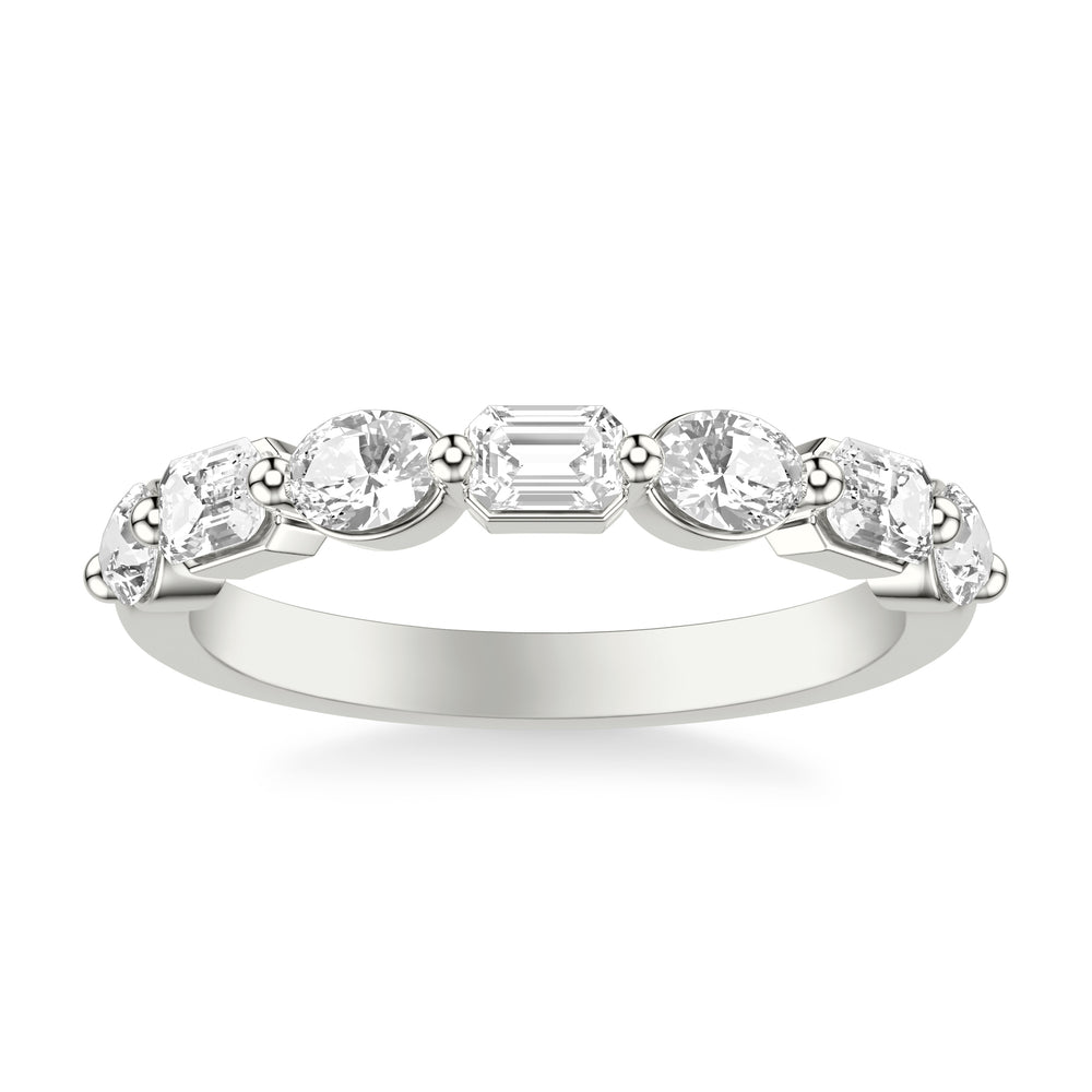 Contemporary Wedding Band with Mixed Fancy Oval and Emerald and Pear Diamonds