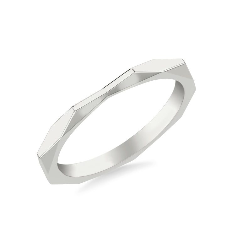 Contemporary Wedding Band with Geometric Faceted Band