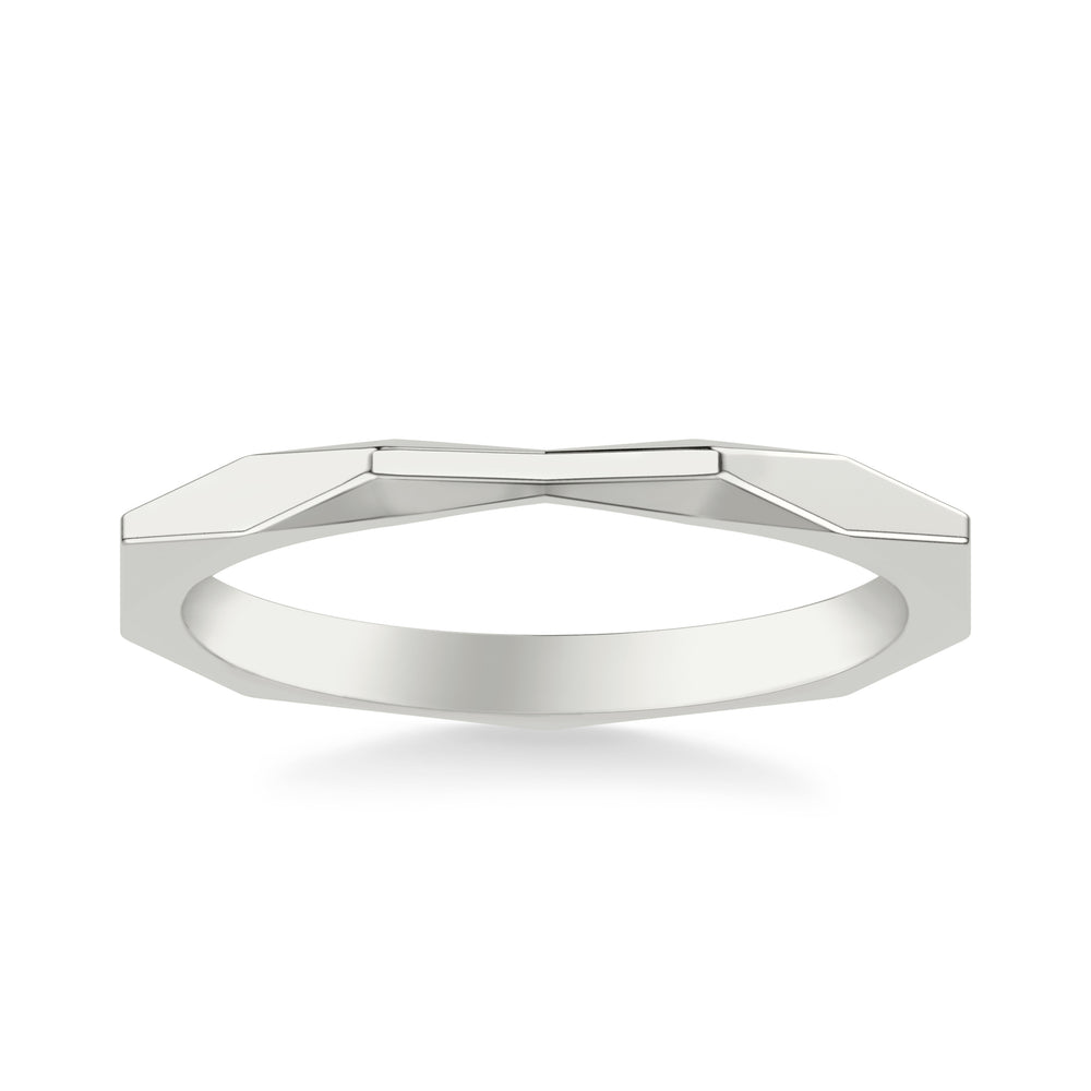 Contemporary Wedding Band with Geometric Faceted Band
