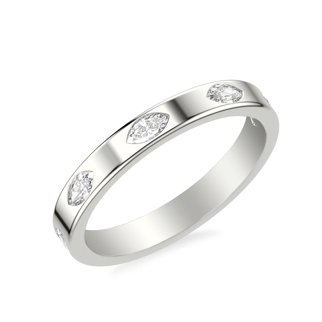 31-12264W-L.00 - Goldman - Contemporary Wide Wedding Band with Bezel Set Distance Marquise Diamond Polished Band