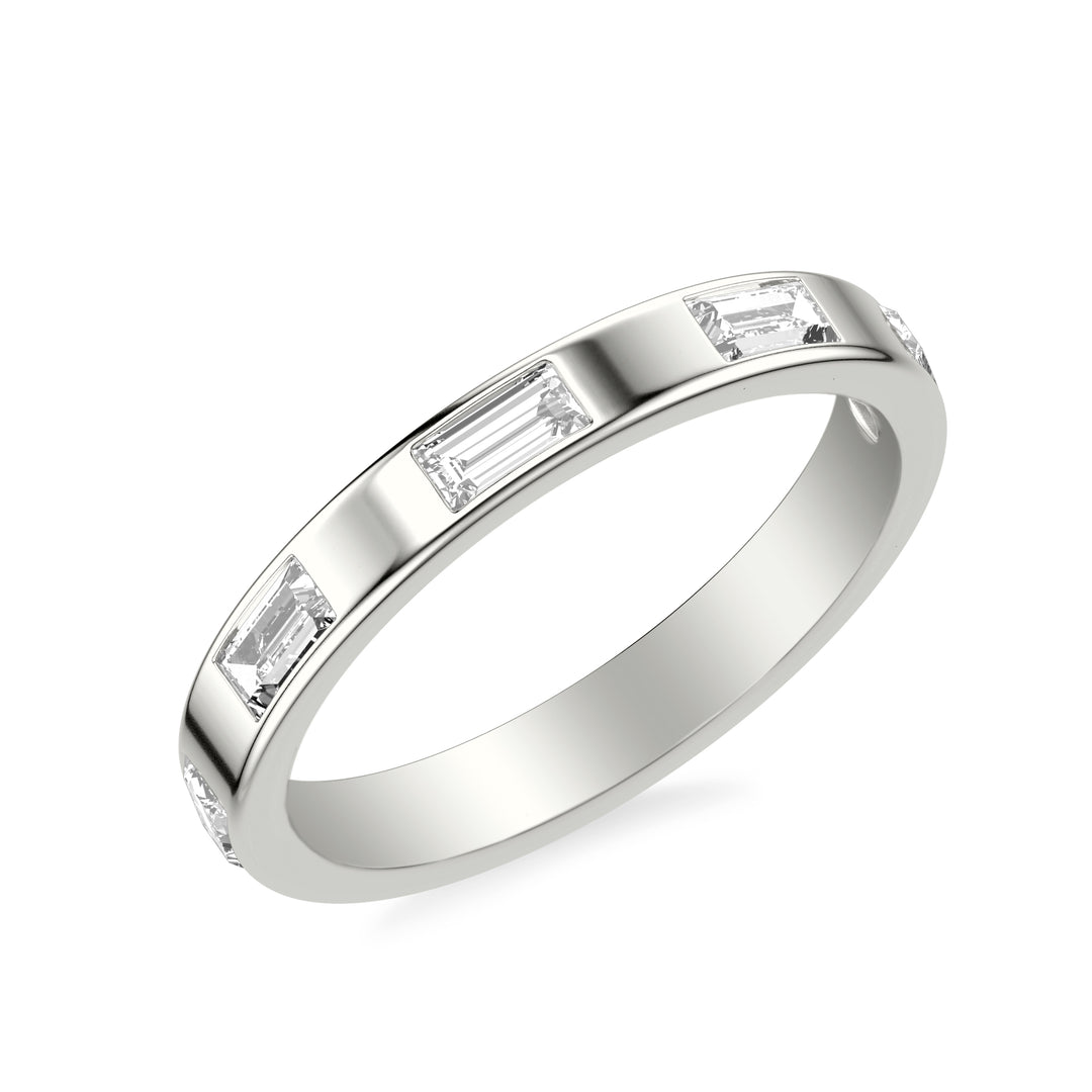 31-12265W-L.00 - Goldman - Contemporary Wide Wedding Band with Bezel Set Distance Baguette East/West Diamond Polished Band