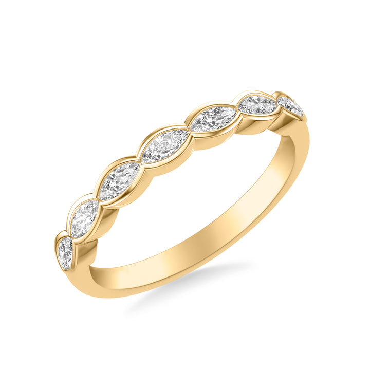 Contemporary East-West Bezel Set Marquise Diamond Scalloped Wedding Band