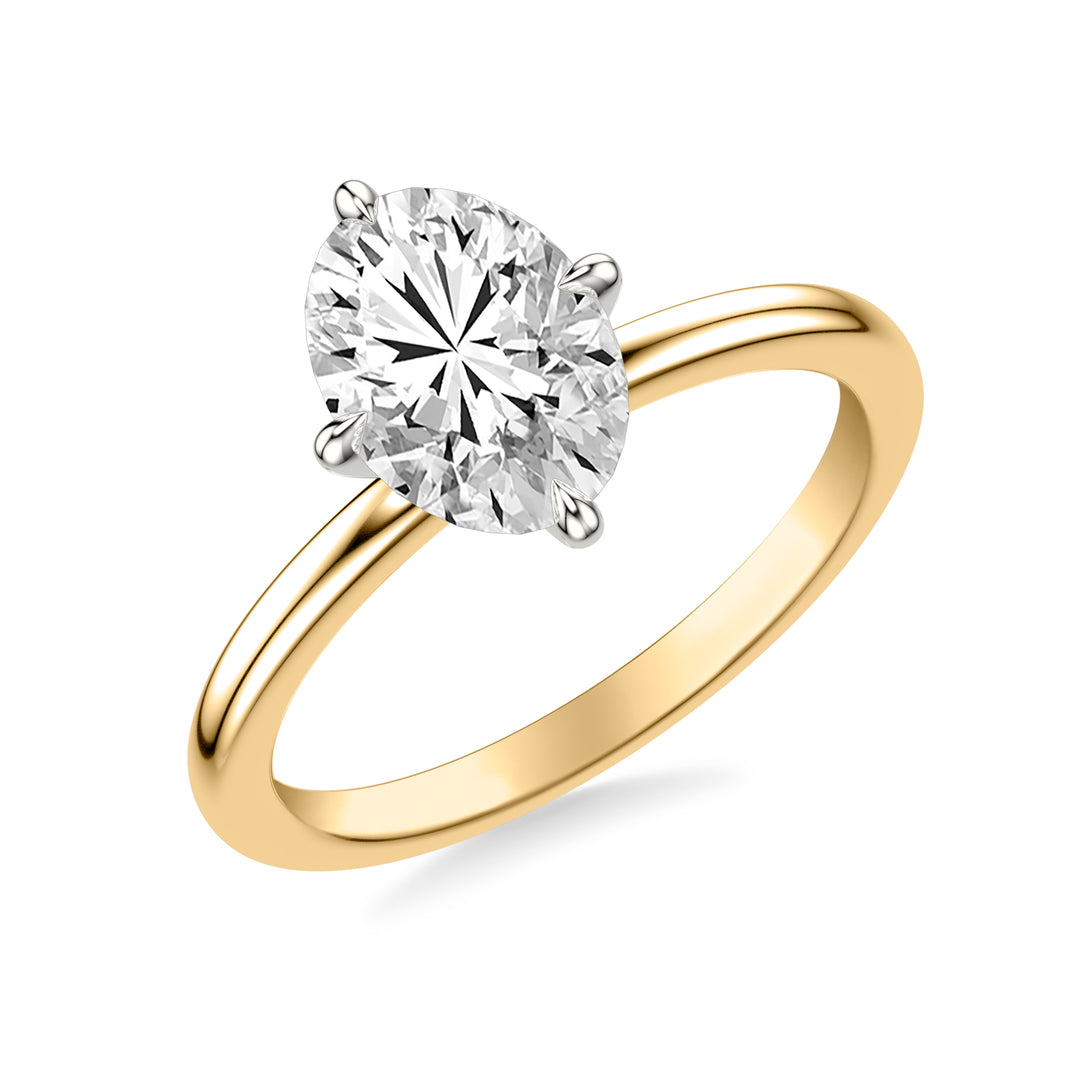 31-12282HVYW-E.00 - Goldman - Classic Solitaire Engagement Ring with North-South Claw Prongs and Polished Shank