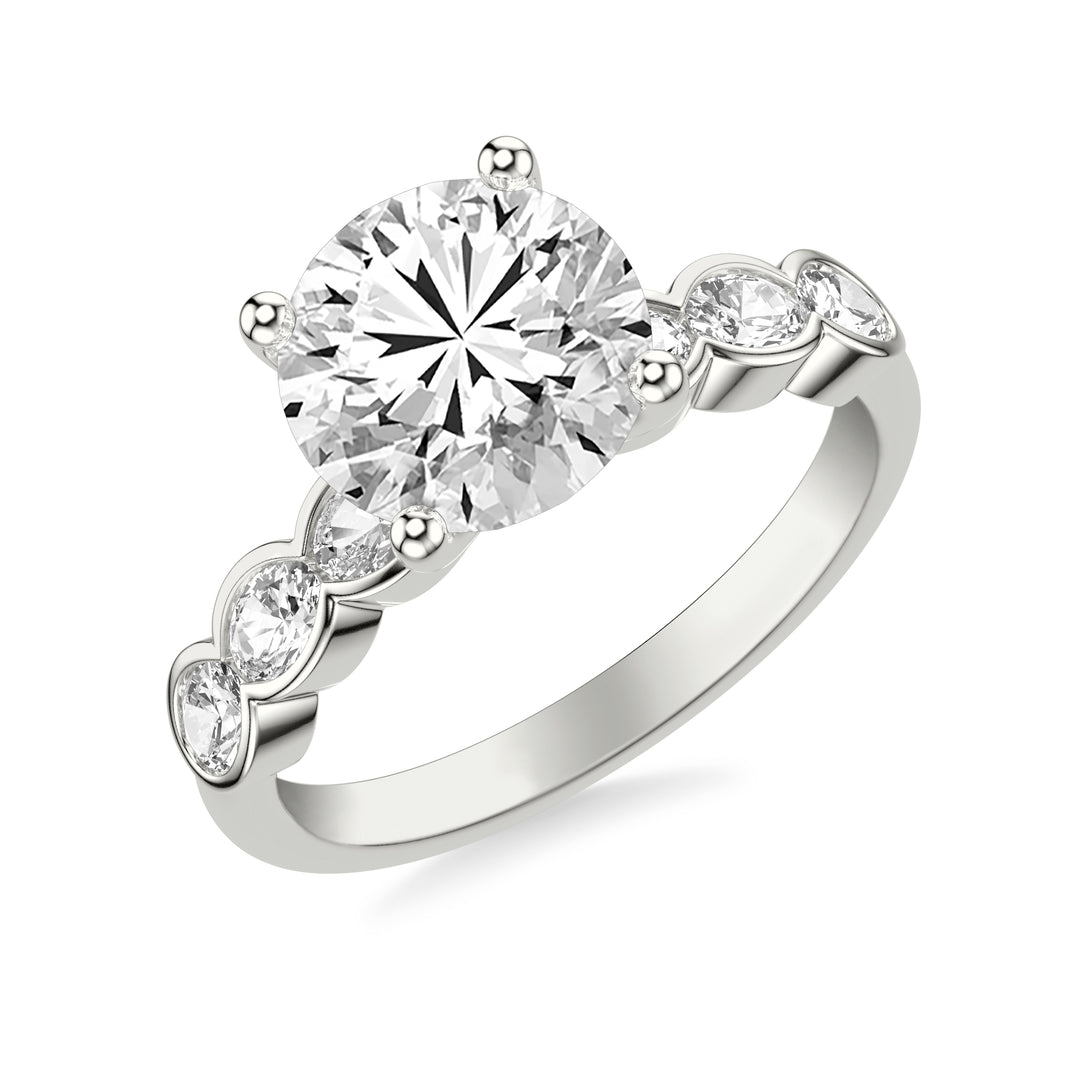 31-12283JRW-E.00 - Goldman - Contemporary Engagement Ring with East-West Bezel Set Oval Diamond Scalloped Shank
