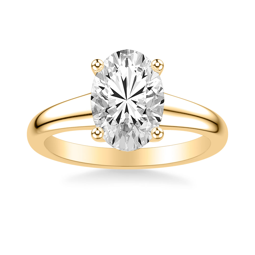 Classic Solitaire Engagement Ring with Hidden Halo and Tapered 4-2MM Wide Polished Shank