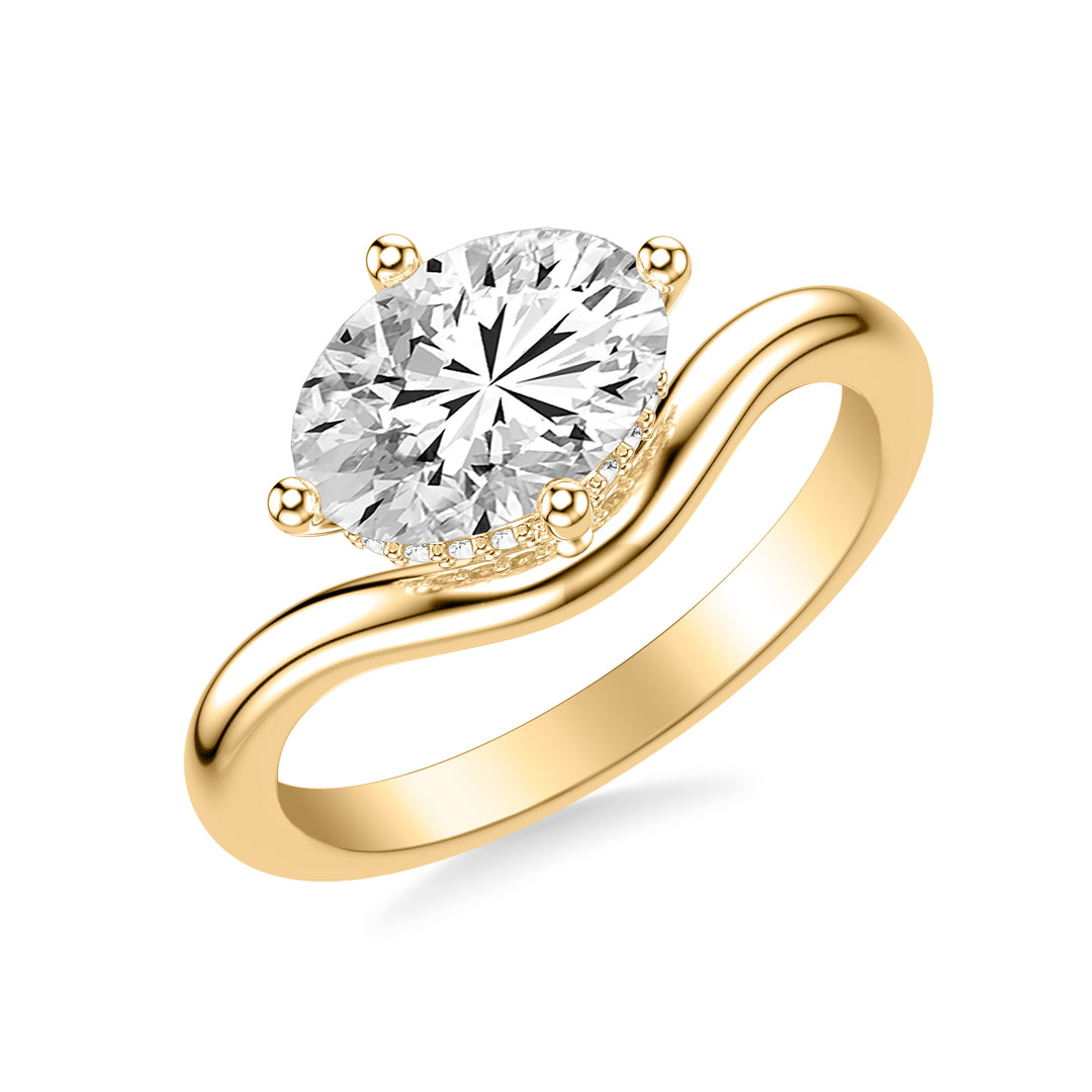 Contemporary Floating Diamond Engagement Ring with Hidden Halo and Curved Polished Shank