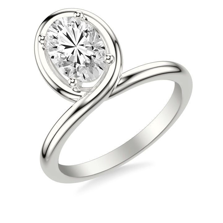 Contemporary Floating Bezel Wrap Engagement Ring with Polished Shank.  Center Stone is not included.