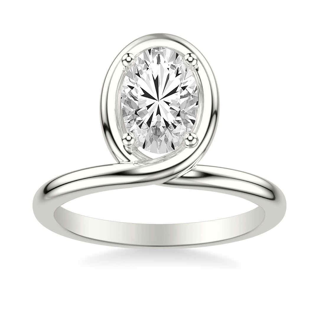 Contemporary Floating Bezel Wrap Engagement Ring with Polished Shank.  Center Stone is not included.