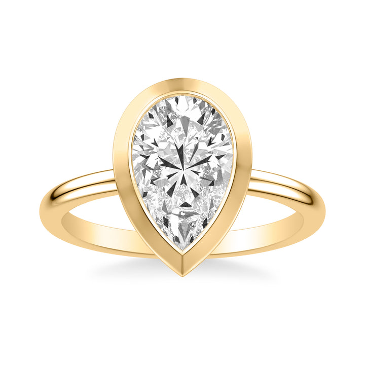 Contemporary Bezel Set Engagement Ring with Polished Shank.  Center Stone is not included.