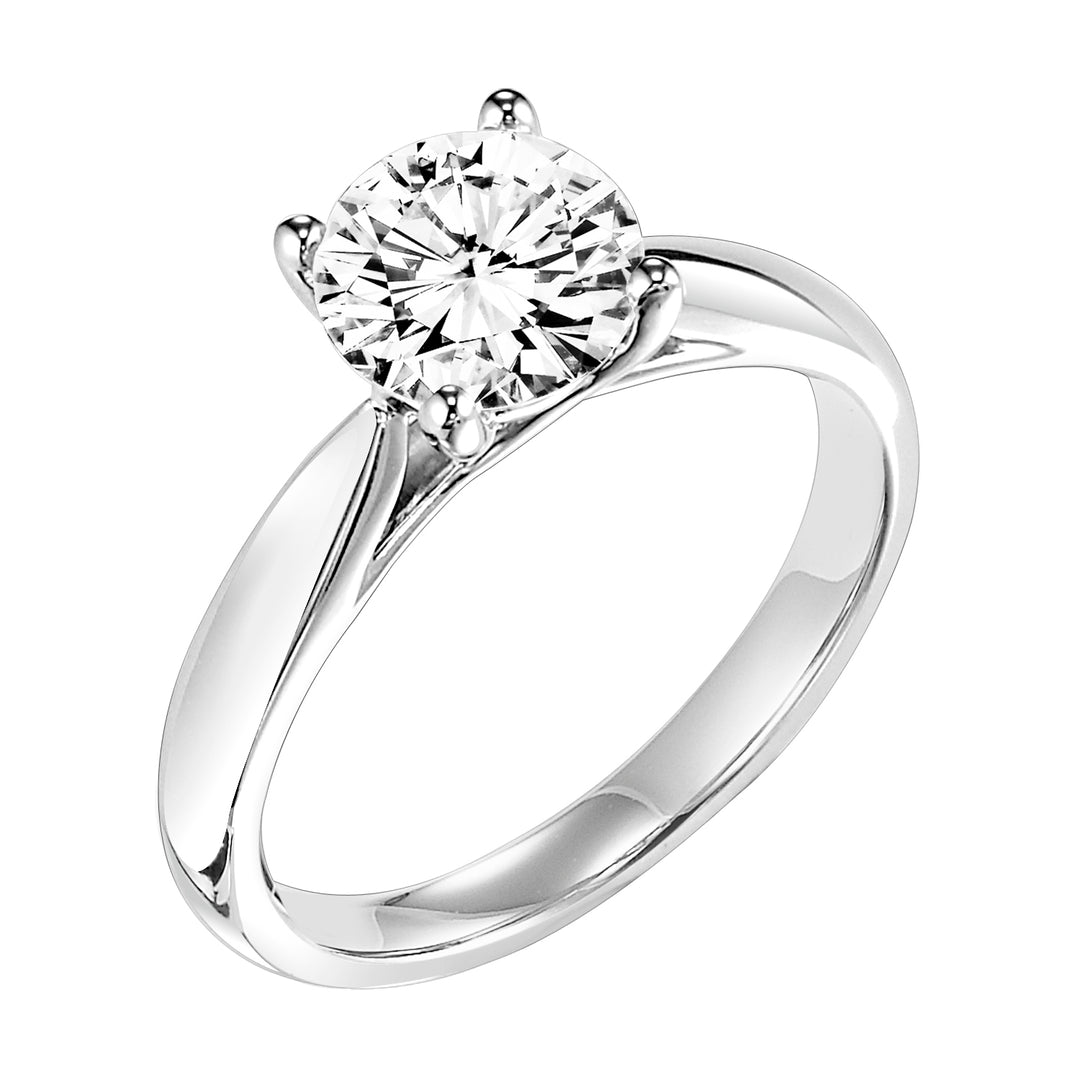 31-703GRW-E.00 - Goldman - Classic Solitaire Engagement Ring with Trellis Setting and Polished Shank