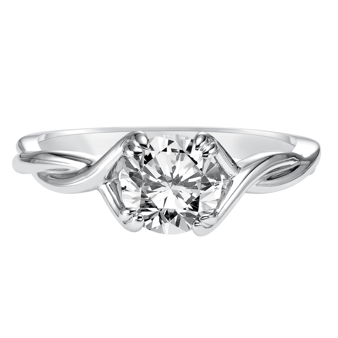 This ribbon-twist inspired high polished band gracefully accentuates the center diamond.  Center Stone is not included.