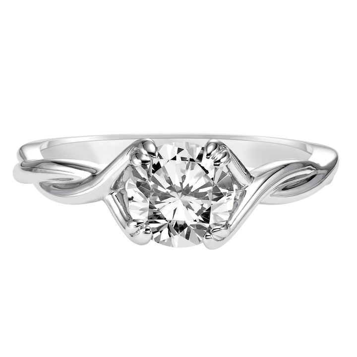 This ribbon-twist inspired high polished band gracefully accentuates the center diamond.  Center Stone is not included.