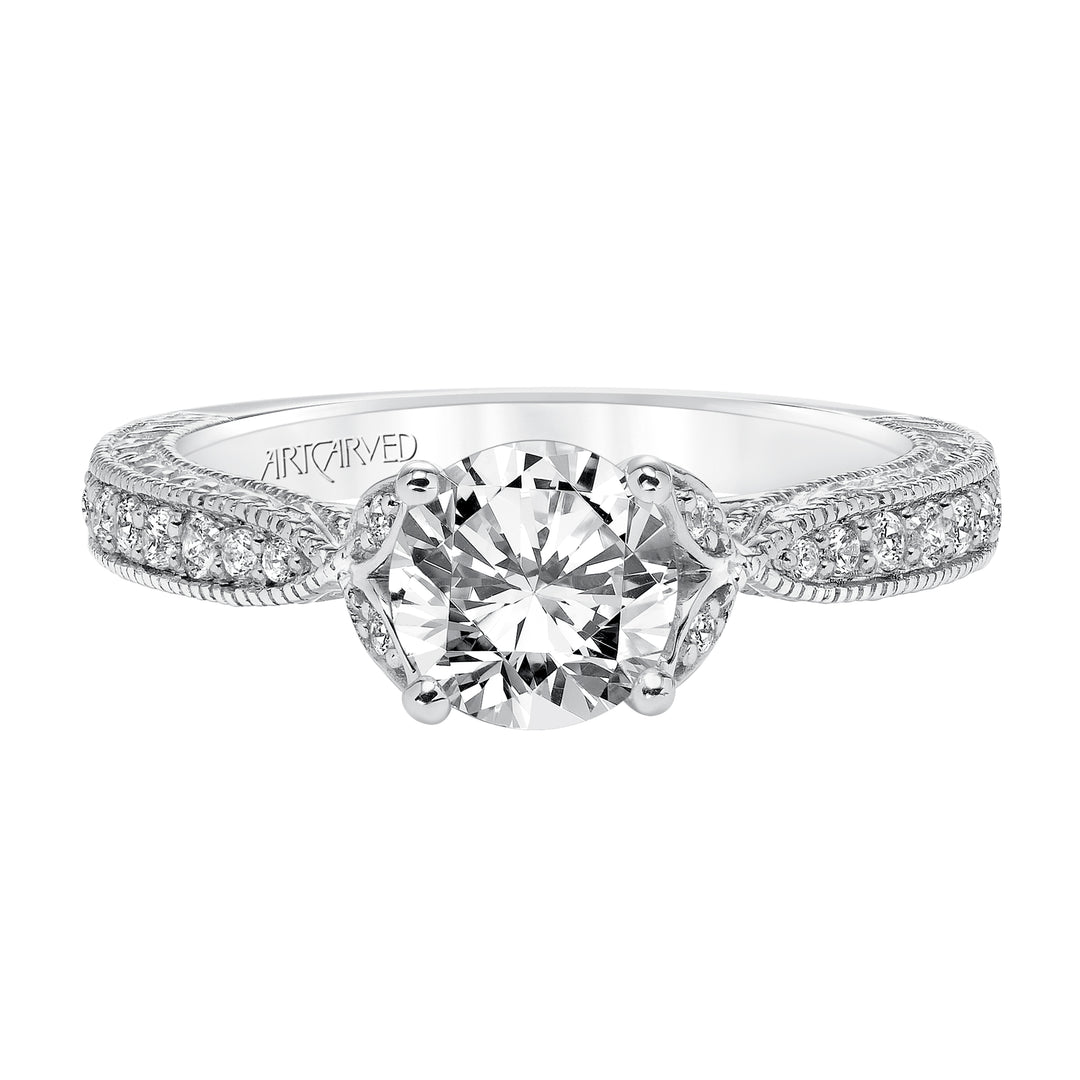 Engraved with Milgrain Engagement Ring