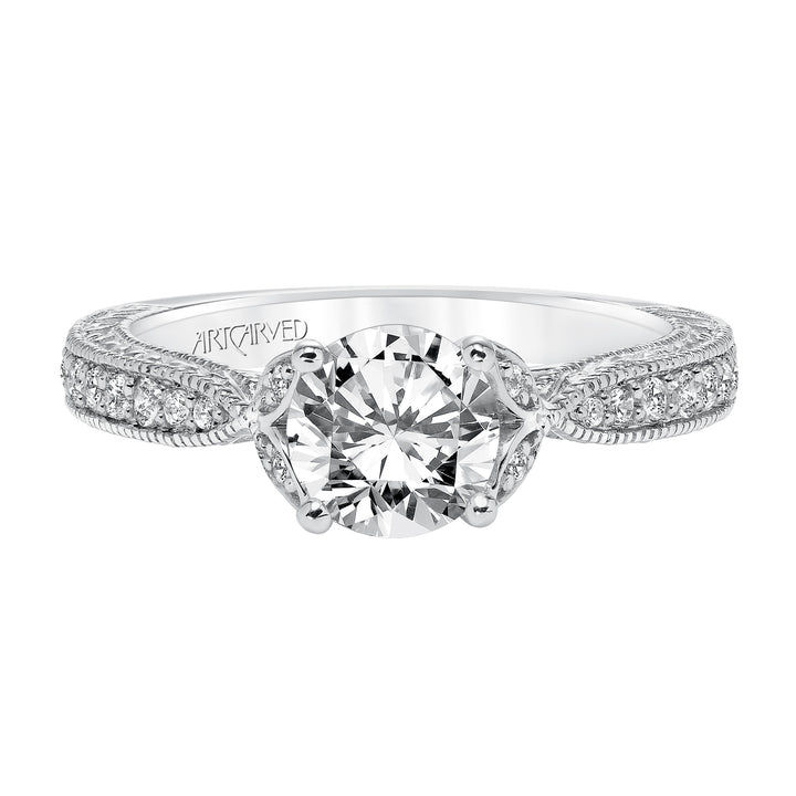 Engraved with Milgrain Engagement Ring