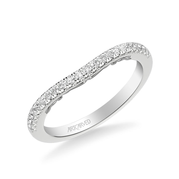 Lyric Curved Diamond Wedding Band with Inner Carved details