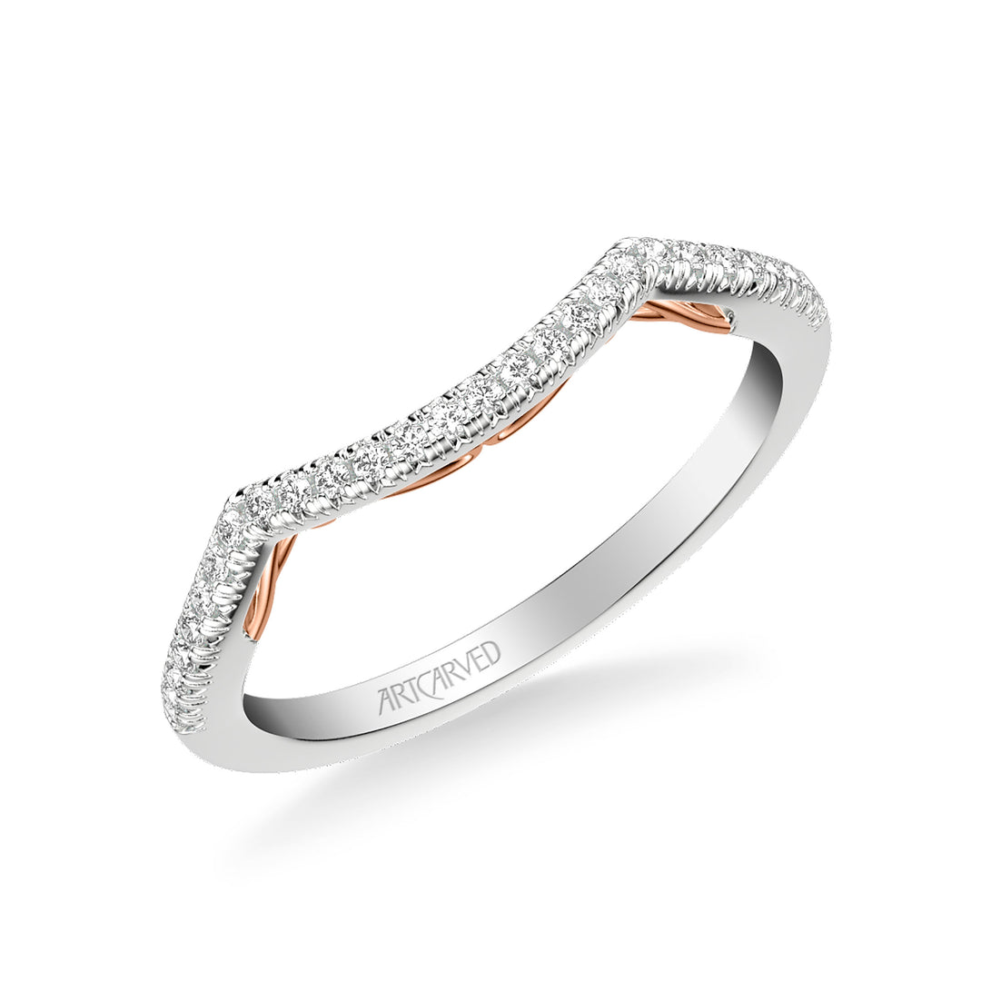 31-V1013-L - ARTCARVED - Lyric Curved Diamond Wedding Band with Inner Carved details