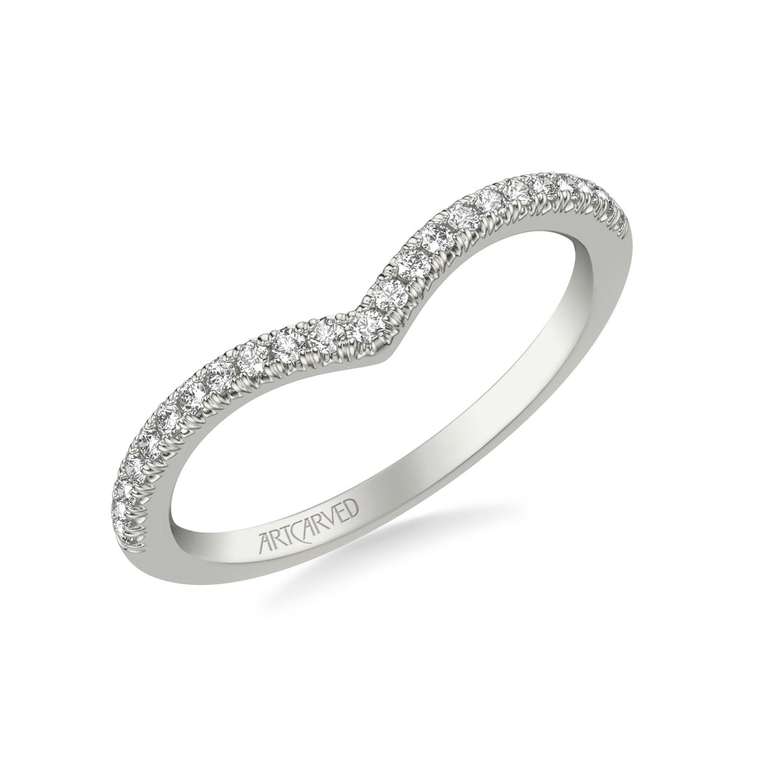 Classic Curved Wedding Band with Round Diamonds