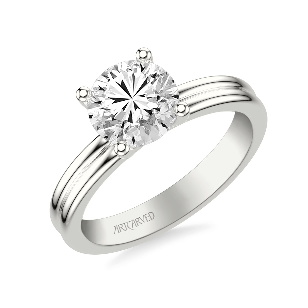 31-V1086-E - ARTCARVED -  Classic Solitaire Engagement Ring with Double Polished Shank