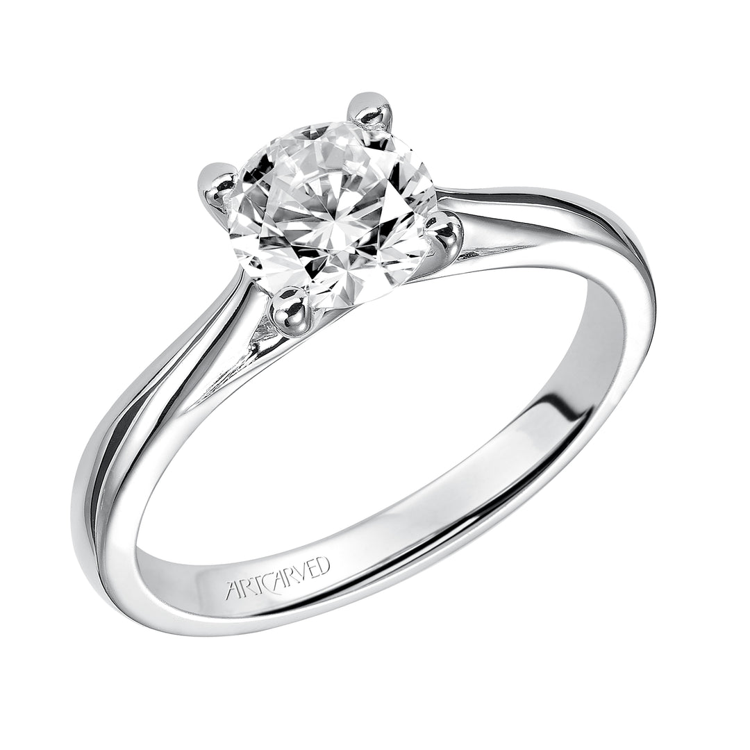 31-V407-E - ARTCARVED - Classic Solitaire Engagement Ring with Polished Band