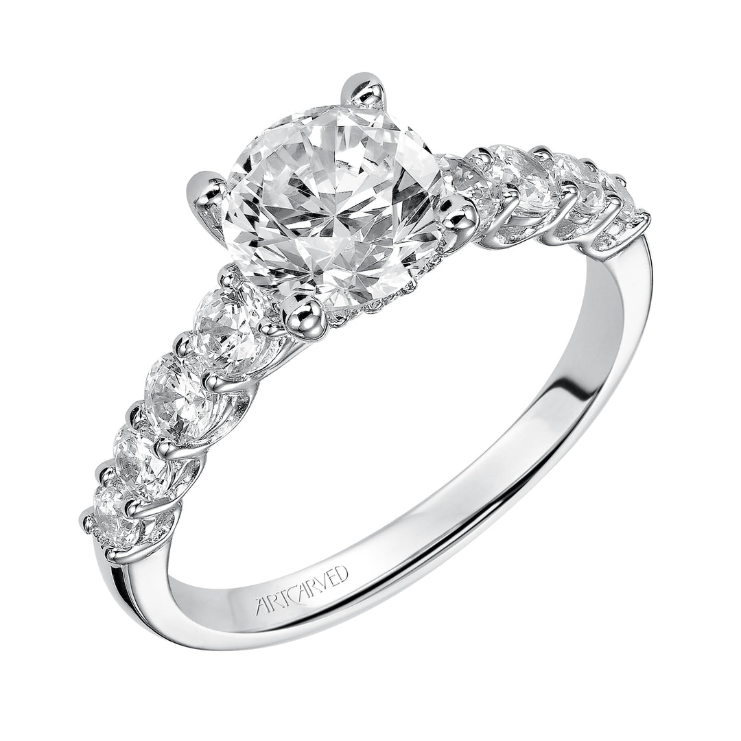 Classic Prong set diamond engagement ring.  Center Stone is not included.