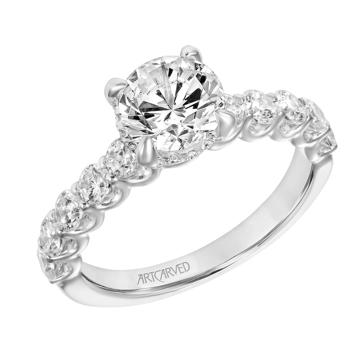 Diamond Engagement Ring with U-Shaped Diamond setting .  Center Stone is not included.