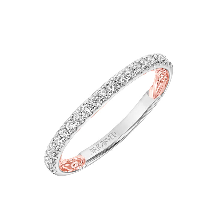 31-V911-L - ARTCARVED - Lyric Diamond Wedding Band with Inner Carved details