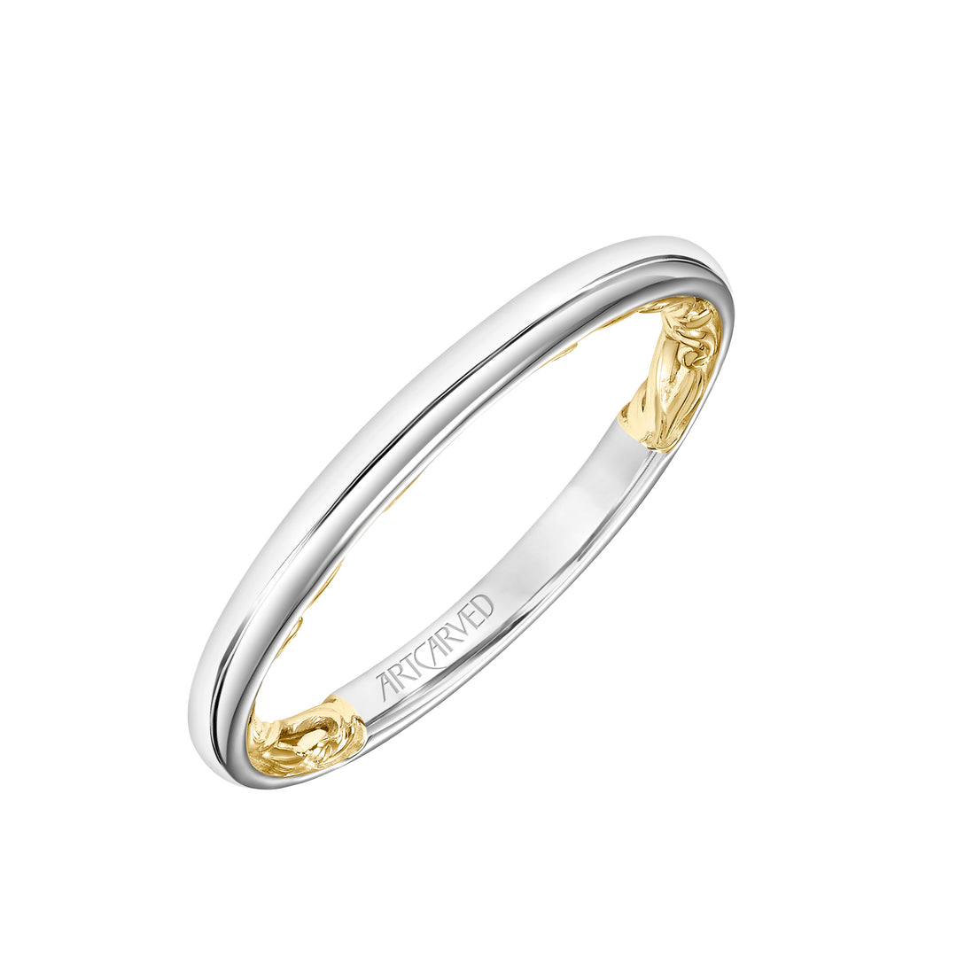 31-V915-L - ARTCARVED - Lyric Polished Wedding Band with Inner Carved details