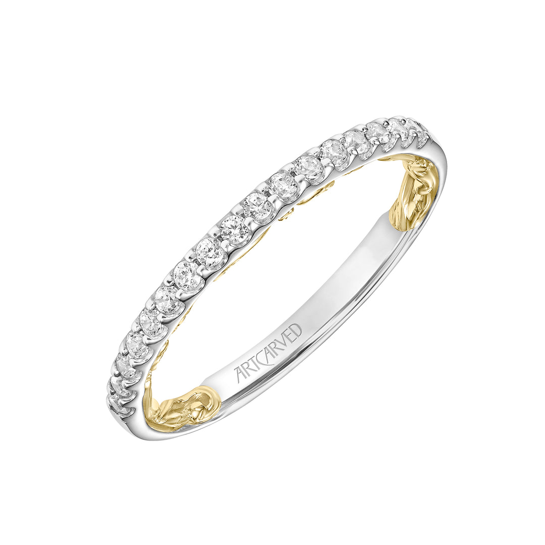 31-V924-L - ARTCARVED - Lyric Diamond Wedding Band with Inner Carved details