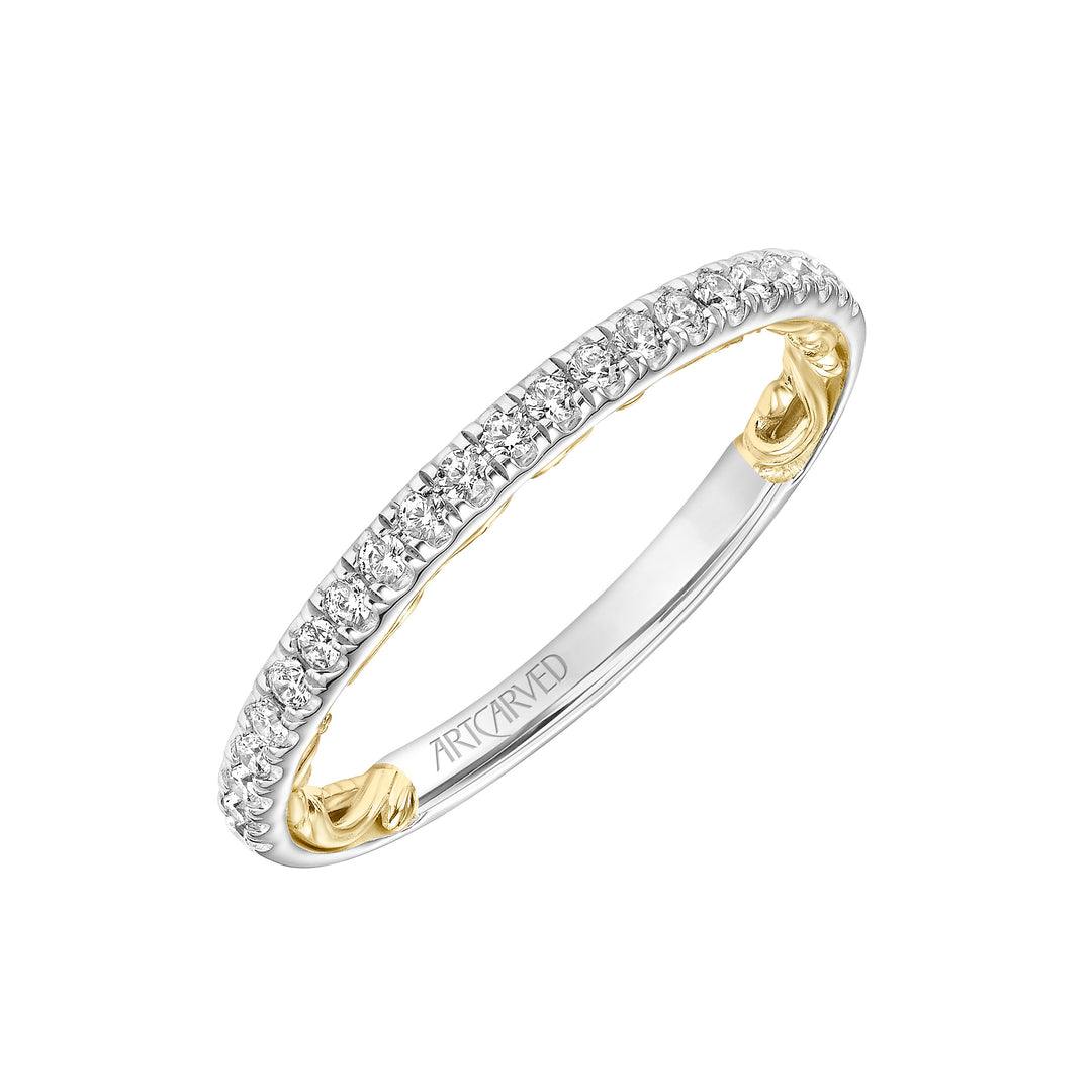 31-V930-L - ARTCARVED - Lyric Diamond Wedding Band with Inner Carved details