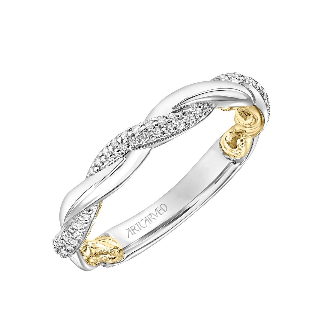 31-V933WY-L.00 - Goldman - Lyric Twist Wedding Band with Diamond and Polished Design with Inner Carved details