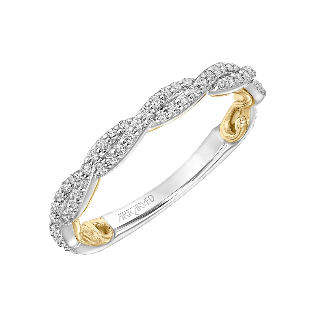 31-V959-L - ARTCARVED - Lyric Twist Diamond Wedding Band with Inner Carved details