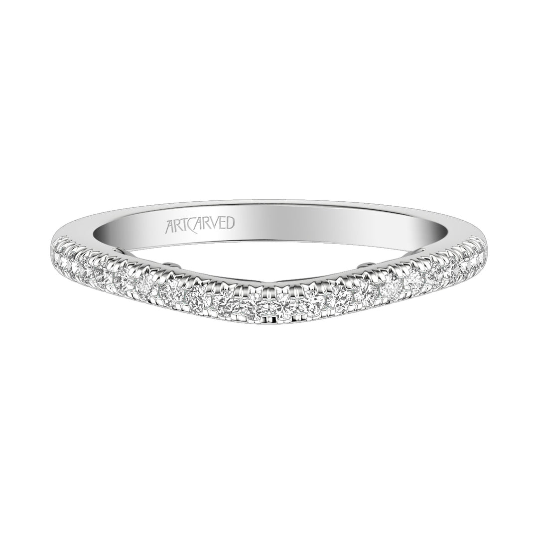 31-V1009W-L.00 - ARTCARVED - Lyric Curved Diamond Wedding Band with Inner Carved details