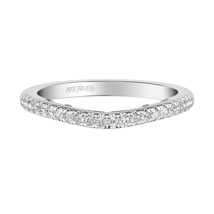 31-V1009W-L.00 - ARTCARVED - Lyric Curved Diamond Wedding Band with Inner Carved details