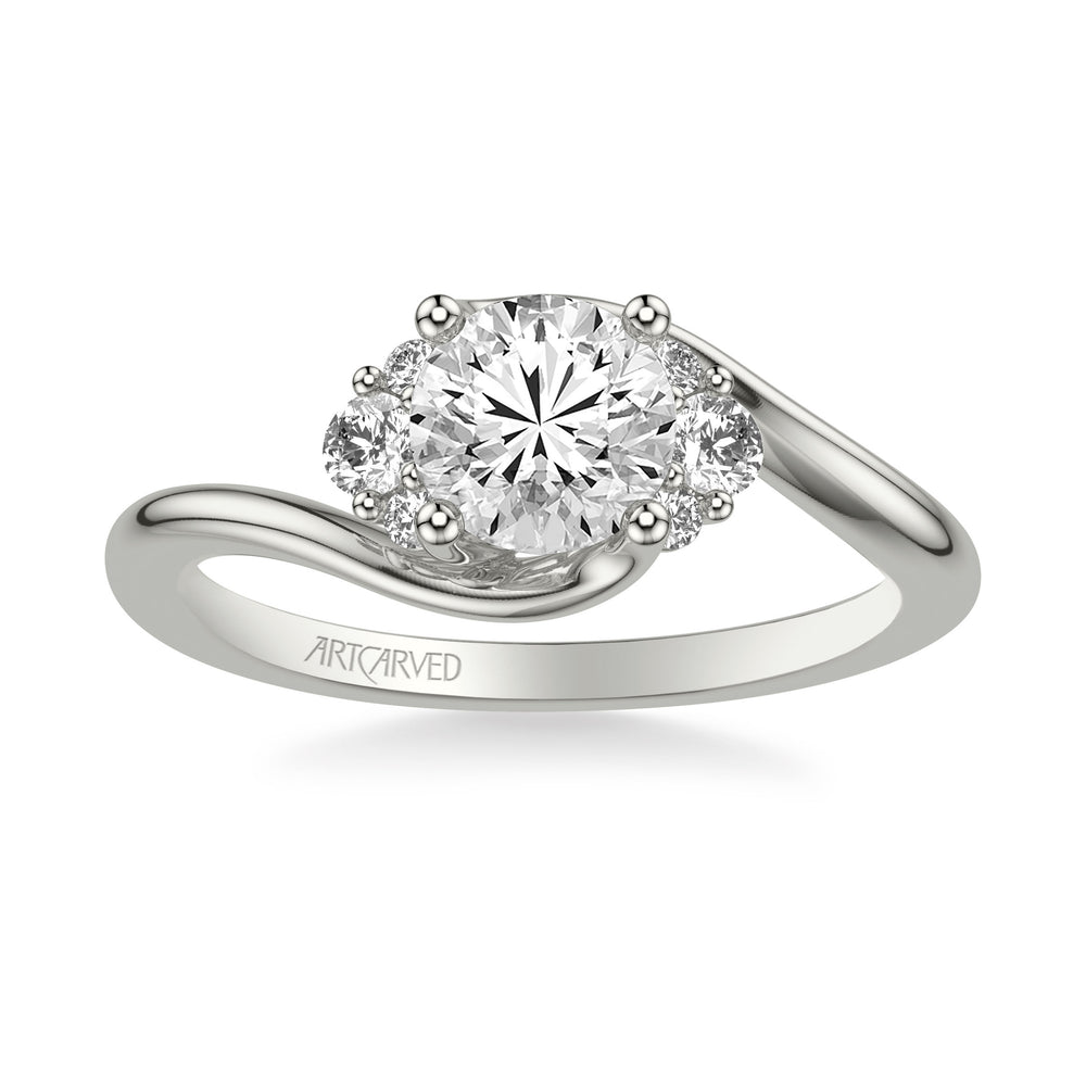 31-V1030ERW-E.00 - ARTCARVED - Classic Engagement Ring with Round Side Stones and Bypass Shank