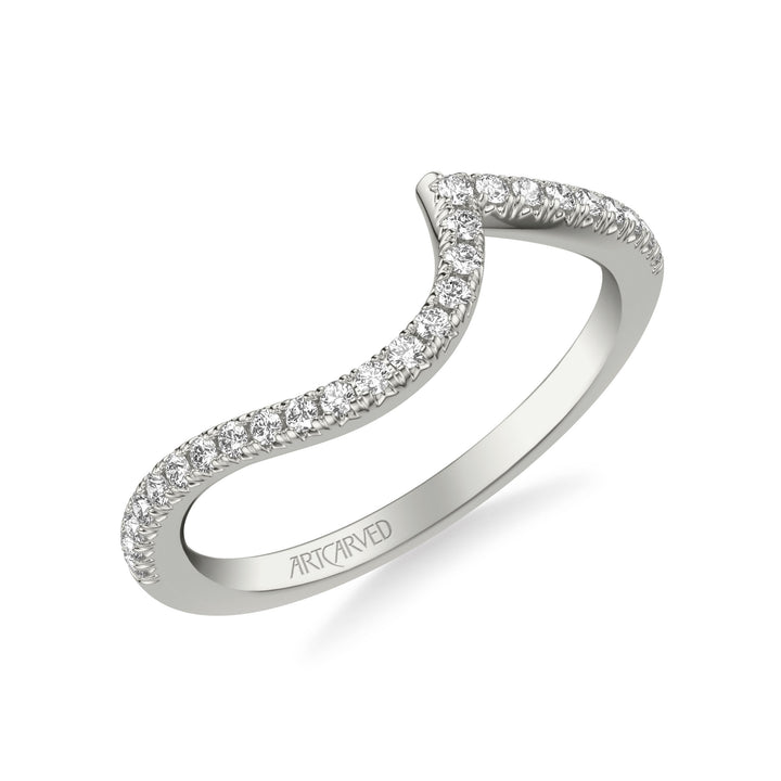 31-V1030-L - ARTCARVED - Classic Curved Wedding Band with Round Diamonds