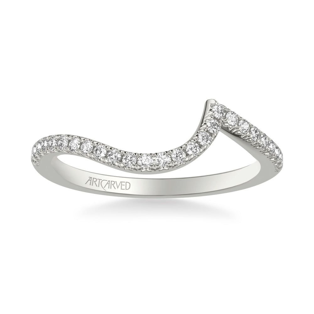 31-V1030-L - ARTCARVED - Classic Curved Wedding Band with Round Diamonds