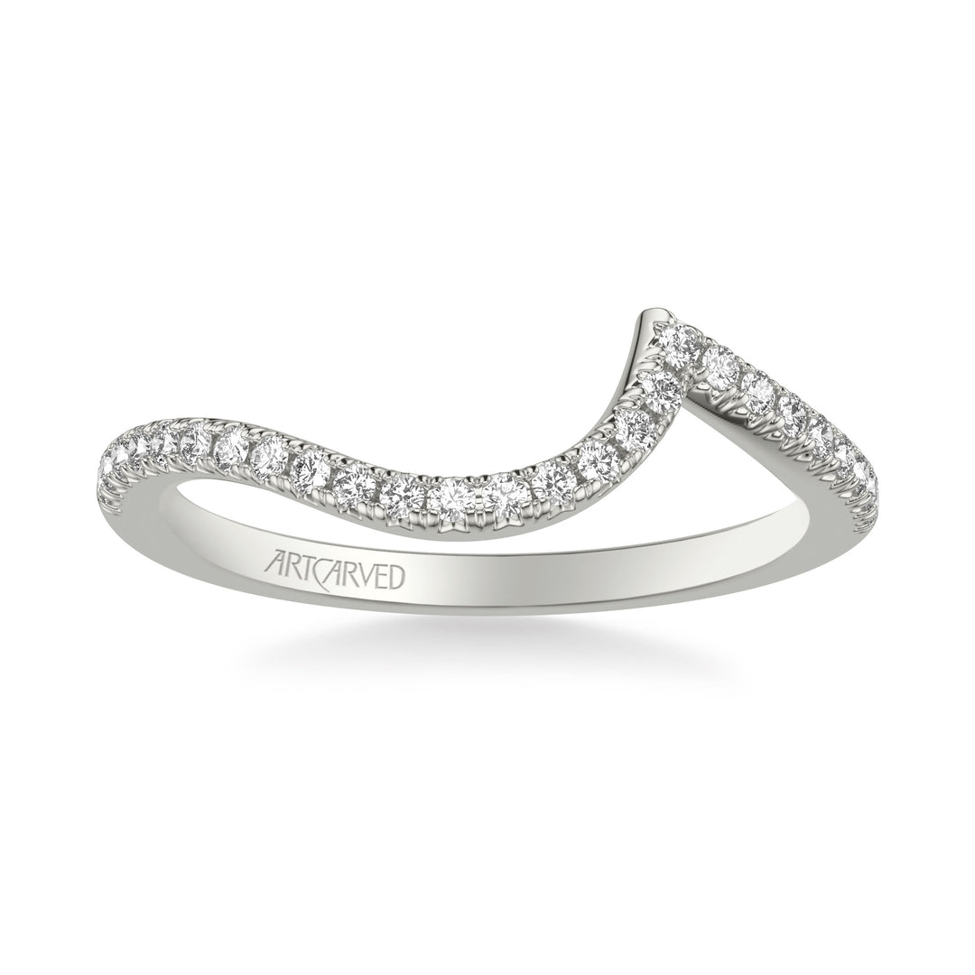 31-V1030-L - ARTCARVED - Classic Curved Wedding Band with Round Diamonds