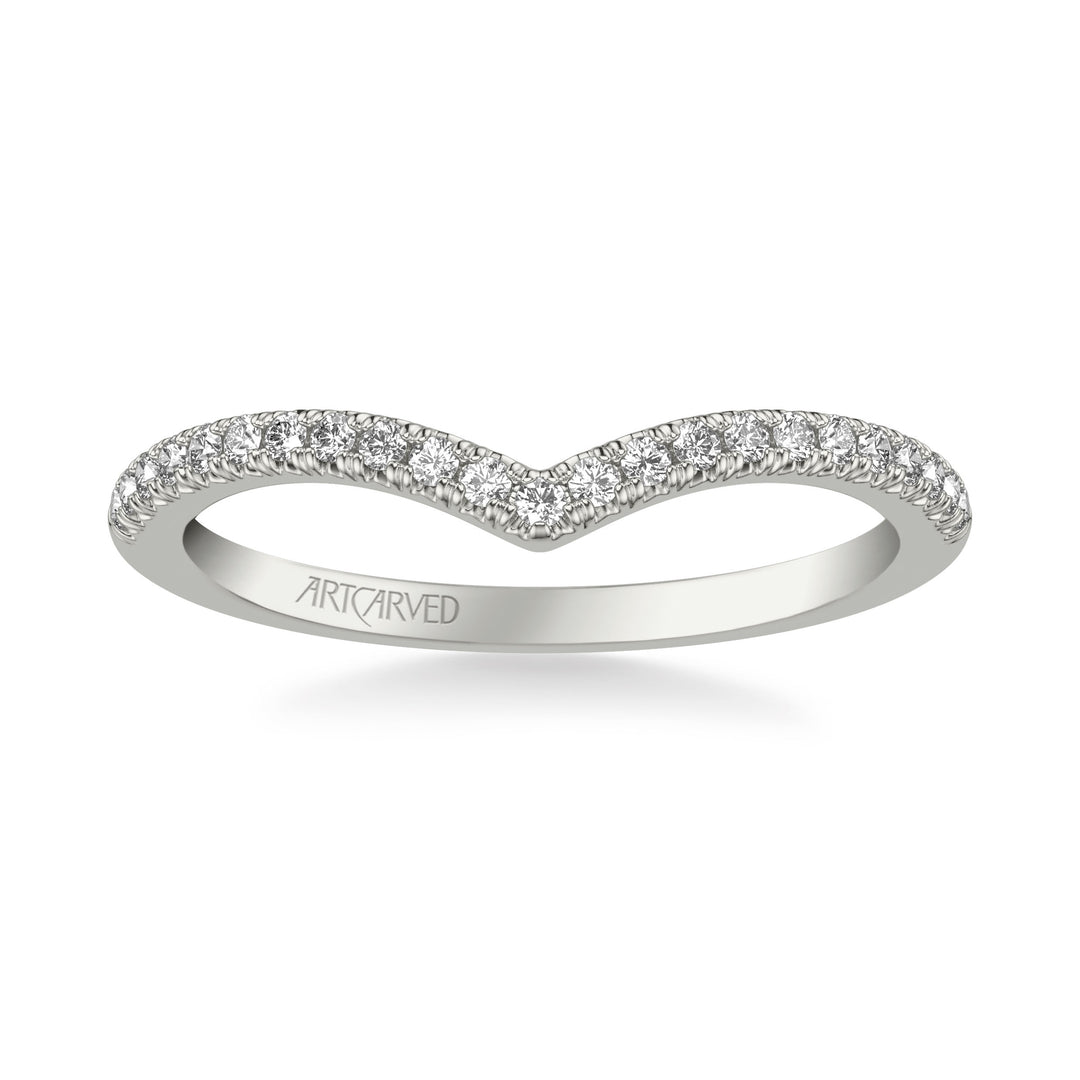 31-V1033W-L.00 - ARTCARVED - Classic Curved Wedding Band with Round Diamonds