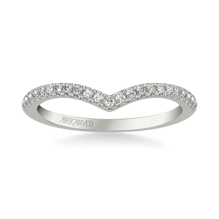 Classic Curved Wedding Band with Round Diamonds